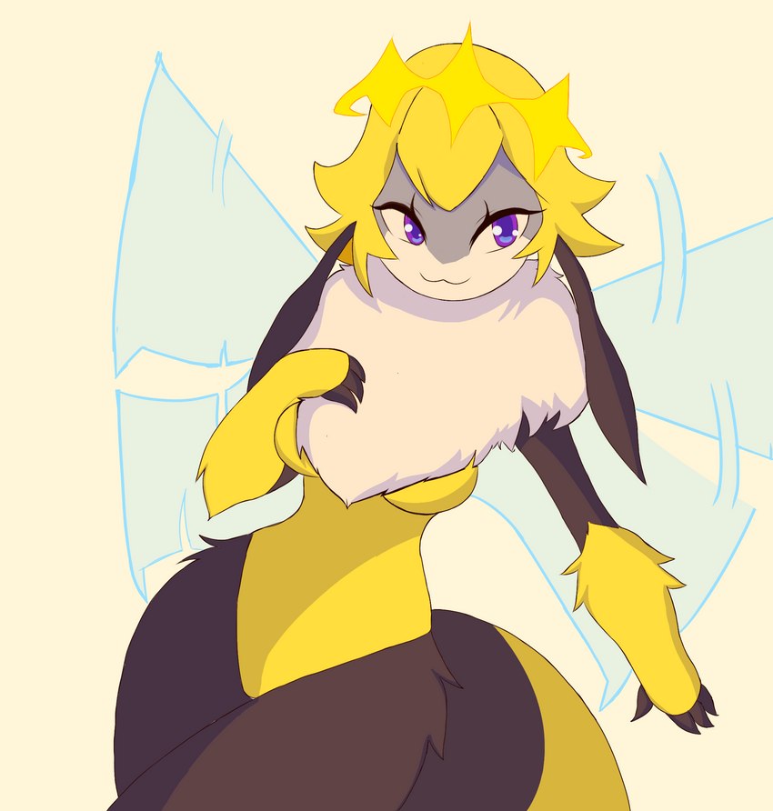 anthro black_body breasts eyelashes female hair insect_wings solo wings yellow_body sheor solo_farming_in_the_tower queen_poisonous_honeybee_(solo_farming_in_the_tower) arthropod bee hymenopteran insect poison_honeybee_(solo_farming_in_the_tower) 2023 hi_res tagme