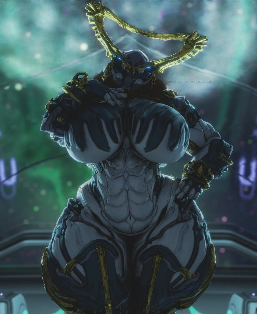 abs big_breasts breasts curvy_figure female hand_on_hip horn hourglass_figure huge_breasts huge_hips huge_thighs looking_at_viewer machine metal metallic_body muscular muscular_female solo thick_thighs wide_hips coolmaster98 digital_extremes tencent warframe hildryn_(warframe) hildryn_prime humanoid prime_warframe robot 3d_(artwork) digital_media_(artwork) hi_res