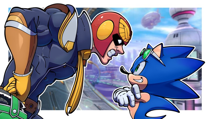 captain falcon and sonic the hedgehog (sonic the hedgehog (series) and etc) created by tighesammy