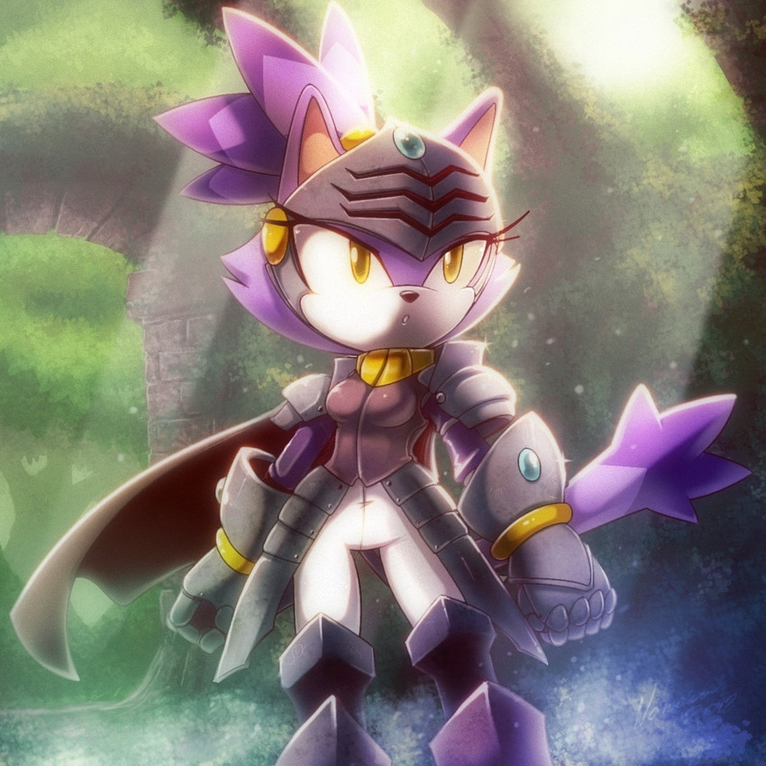 anthro armor breasts clothed clothing female fur gauntlets gloves handwear knight purple_body purple_fur solo warrior white_body white_fur yellow_eyes nancher sega sonic_and_the_black_knight sonic_storybook_series sonic_the_hedgehog_(series) blaze_the_cat sir_percival_(sonic_and_the_black_knight) domestic_cat felid feline felis mammal 1:1 2012 hi_res