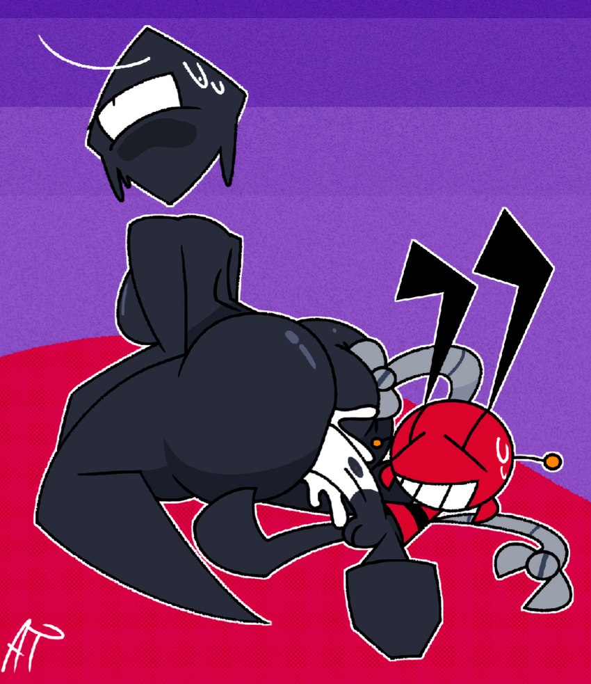 1_eye 2_antennae anal anal_penetration antennae_(anatomy) anthro anthro_on_bottom anthro_penetrating anthro_penetrating_female anthro_penetrating_humanoid balls bed big_breasts black_antennae black_balls black_body black_breasts black_butt black_eyes black_legs black_penis black_skin black_stripes blush blush_stickers bodily_fluids body_part_in_ass breasts butt butt_grab cum cum_from_ass cum_in_ass cum_inside cum_on_own_penis cum_on_penis cum_on_self cum_splatter duo erection eyes_closed female female_humanoid female_on_anthro female_on_top female_penetrated floating_head furniture genital_fluids genitals glistening glistening_butt grey_arms hand_on_butt holding_butt humanoid_genitalia humanoid_on_anthro humanoid_on_top humanoid_penetrated humanoid_penis kneeling larger_female larger_humanoid larger_penetrated looking_pleasured looking_up lying male male/female male_anthro male_on_bottom male_on_humanoid male_penetrating male_penetrating_female male_penetrating_humanoid nude nude_female nude_humanoid on_back on_bed on_bottom on_top outline penetration penile penile_penetration penis penis_in_ass red_bed_sheet red_body red_skin sex size_difference smaller_anthro smaller_male smile striped_body stripes sweat teeth thick_thighs white_blush white_outline wide_hipped_female wide_hipped_humanoid wide_hips littleprick08 prisma_(fr0gv0re) suavo_(littleprick08) ant arthropod humanoid hymenopteran insect robot_anthro shape_head 2024 digital_drawing_(artwork) digital_media_(artwork) hi_res signature