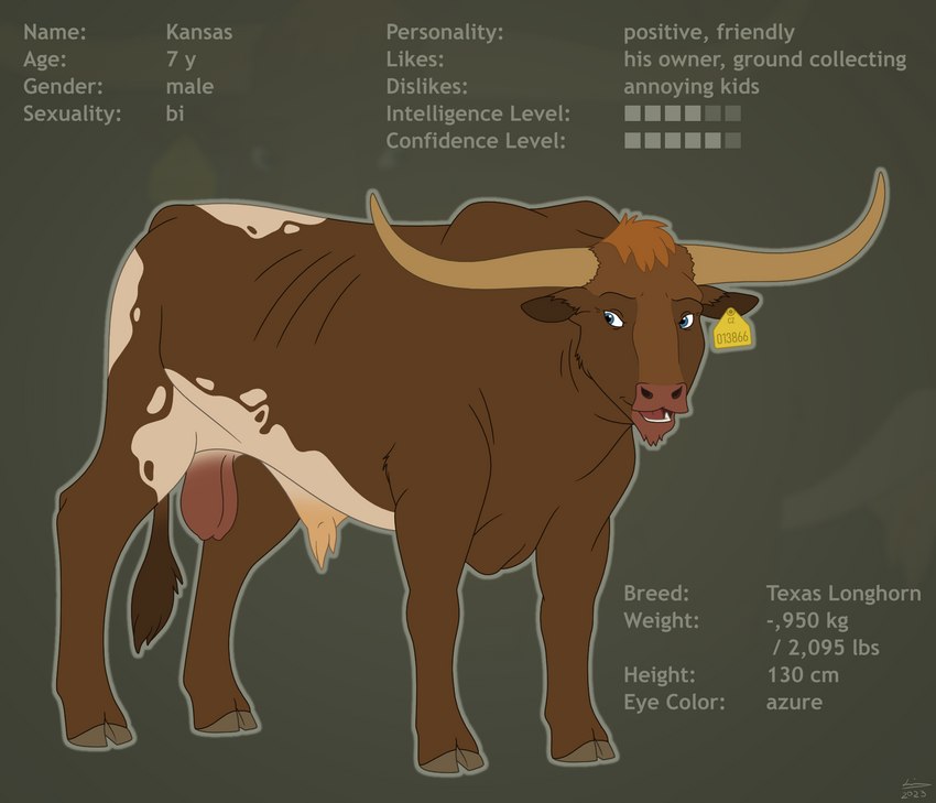 anatomically_correct anatomically_correct_balls anatomically_correct_genitalia animal_genitalia azure_eyes balls bovine_balls bovine_genitalia cloven_hooves ear_piercing ear_tag feral fully_sheathed fur genitals hair hooves horn information_list looking_away male nude open-mouth_smile open_mouth open_smile piercing quadruped sheath simple_background smile solo tail text unguligrade reinderworld bovid bovine cattle longhorn mammal texas_longhorn texas_longhorn_cattle 2023 digital_drawing_(artwork) digital_media_(artwork) english_text hi_res model_sheet signature