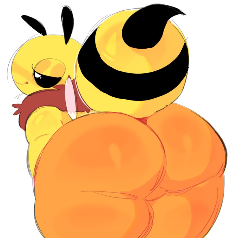 ambiguous_gender anthro arthropod_abdomen big_butt butt enticing lidded_eyes neck_tuft presenting presenting_hindquarters solo thick_thighs tuft wings hanaarts arthropod bee hymenopteran insect 2024