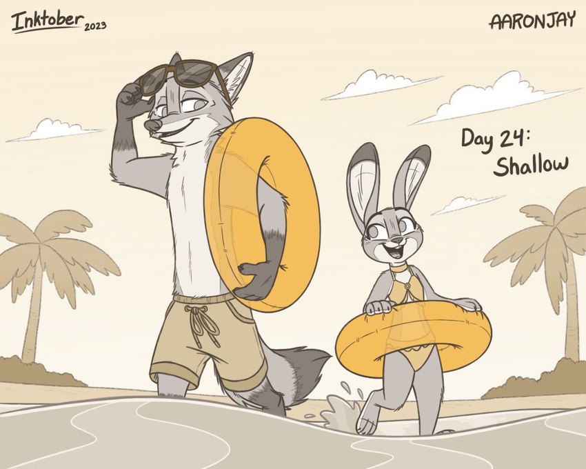 judy hopps and nick wilde (inktober 2023 and etc) created by aar0njay