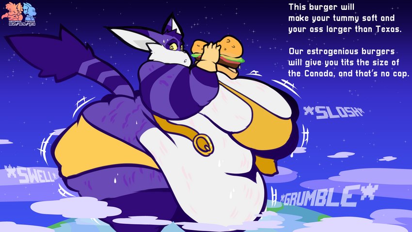 anthro belly belly_expansion big_belly big_breasts big_butt breast_expansion breasts burger butt butt_expansion cloud crossgender eating expansion female food fur grumbles huge_belly huge_breasts huge_butt macro mtf_crossgender obese obese_anthro obese_female overweight overweight_anthro overweight_female planet purple_body purple_fur rumbling_stomach sky slosh solo space star starry_sky stretch_marks swelling terra_macro text weight_gain thefoxsista sega sonic_the_hedgehog_(series) big_the_cat domestic_cat felid feline felis mammal 16:9 english_text hi_res widescreen