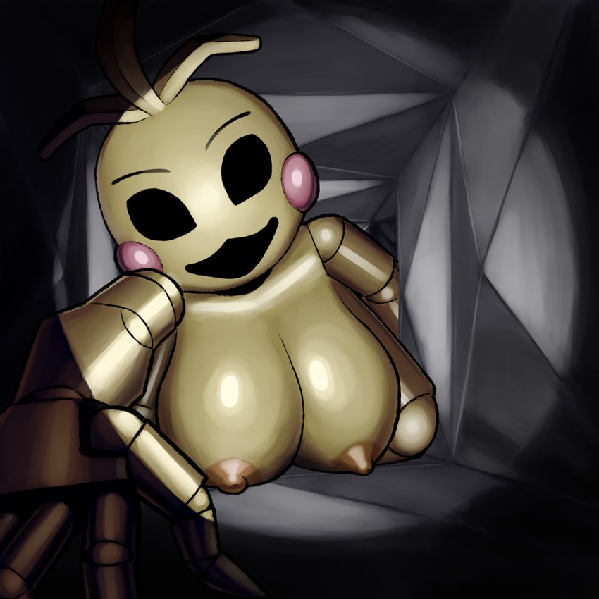 anthro areola big_breasts black_eyes breasts creepy empty_eyes female head_feathers head_tuft looking_at_viewer machine nipples orange_areola orange_nipples reaching_towards_viewer rosy_cheeks smile solo tuft ventilation ventilation_shaft yellow_body ganmakurel five_nights_at_freddy's five_nights_at_freddy's_2 scottgames toy_chica_(fnaf) animatronic avian bird chicken galliform gallus_(genus) phasianid robot 1:1 2023 absurd_res digital_media_(artwork) hi_res