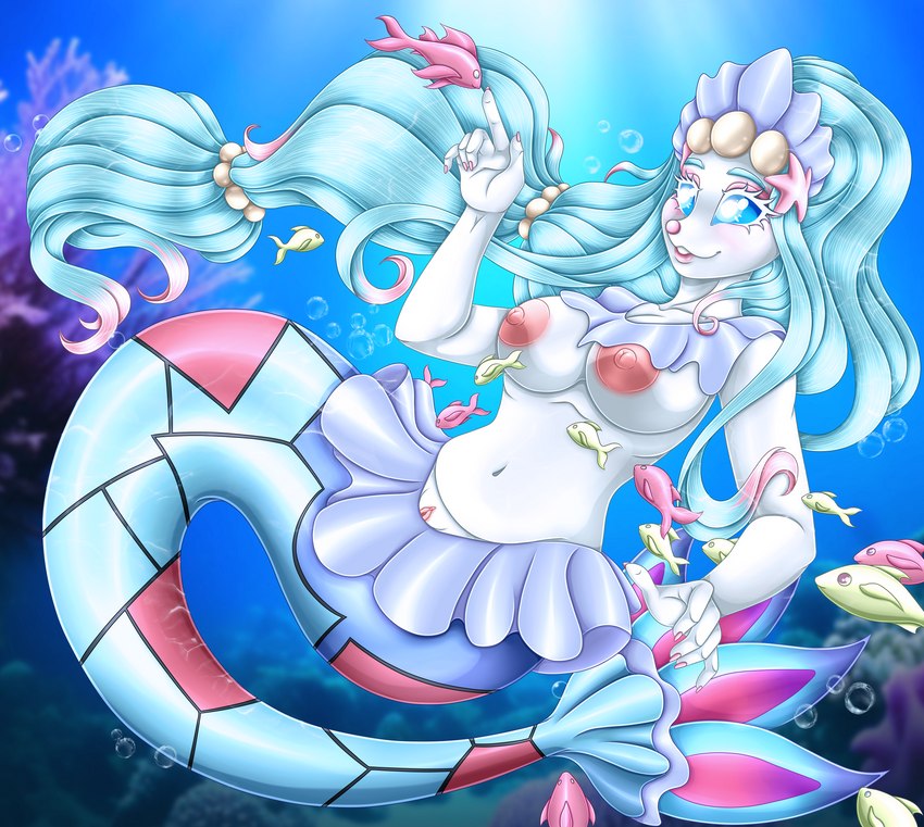 anthro areola breasts female genitals nipples pink_areola pink_nipples pink_pussy pussy sea solo underwater water mailner nintendo pokemon generation_3_pokemon generation_7_pokemon hybrid milotic pokemon_(species) primarina absurd_res hi_res