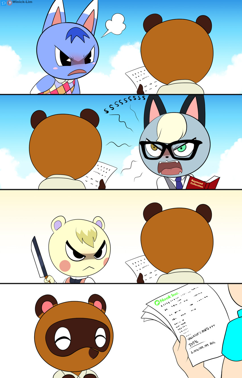 marshal, raymond, rosie, and tom nook (animal crossing and etc) created by winick-lim