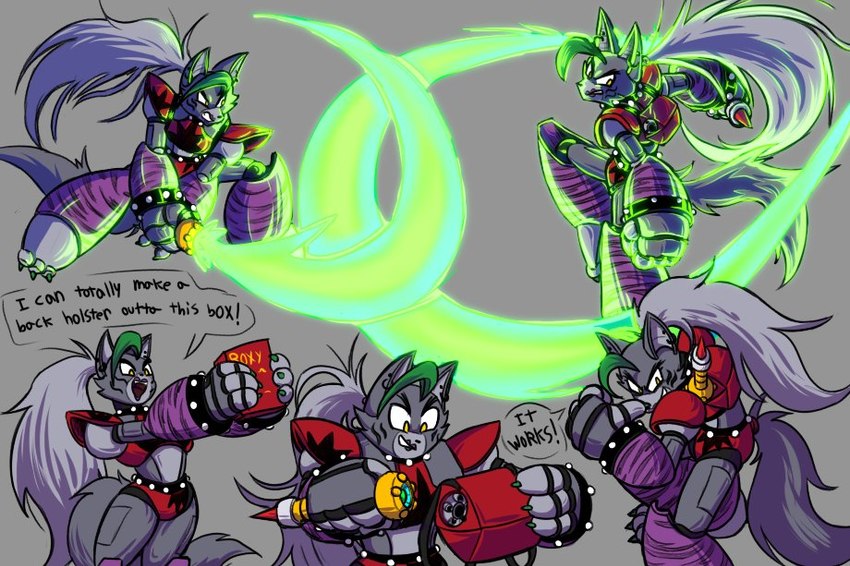 anthro beam_sword bracelet collar female green_lightsaber humor jewelry lightsaber machine melee_weapon open_mouth solo teeth text weapon yellow_eyes mama_mj_(artist) capcom five_nights_at_freddy's five_nights_at_freddy's:_security_breach mega_man_(series) mega_man_x_(series) scottgames star_wars steel_wool_studios roxanne_wolf animatronic canid canine canis mammal reploid robot wolf 2022 english_text