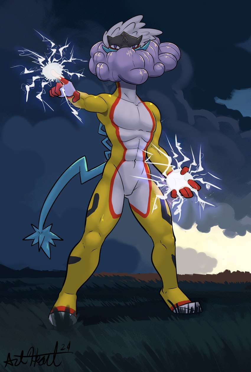 fur male solo white_body white_fur yellow_body yellow_fur bear213 nintendo pokemon ancient_pokemon generation_9_pokemon paradox_pokemon pokemon_(species) raging_bolt hi_res