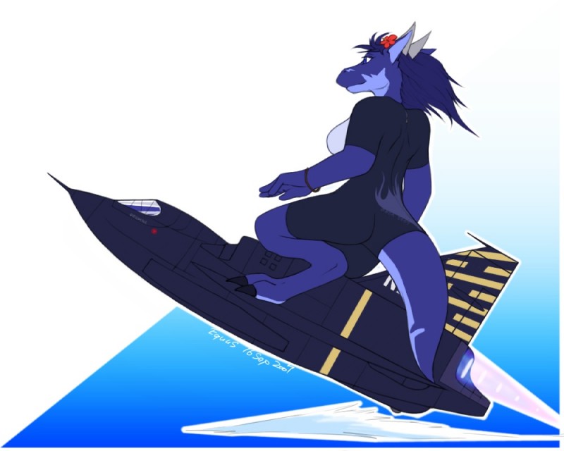 aircraft airplane anthro chibi female flower jet outside plant solo surfer surfing tail vehicle water equus mythology despina dragon mythological_creature mythological_scalie scalie 2007 5:4