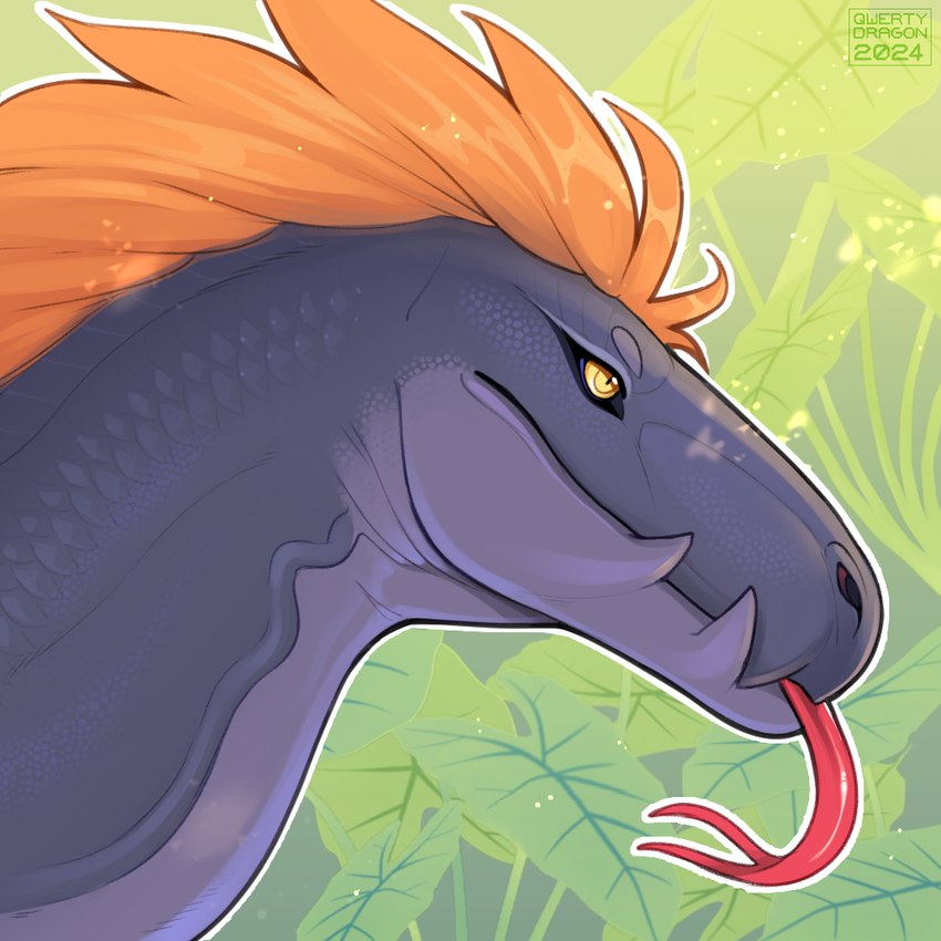 anthro happy looking_at_another male solo tongue tongue_out qwertydragon lizard lizardman monitor_lizard reptile scalie 1:1 2024 portrait