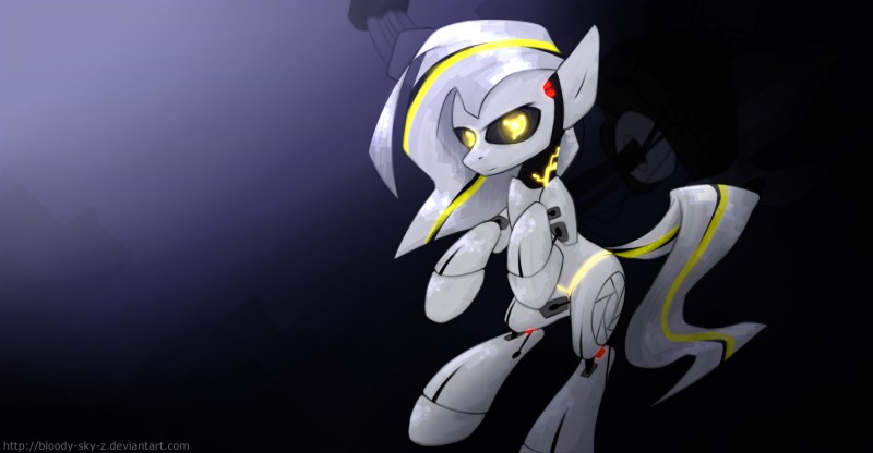 aperture_logo artificial_intelligence black_sclera cutie_mark female feral gradient_background machine ponification simple_background solo queenbloodysky hasbro my_little_pony portal_(series) valve glados android earth_pony equid equine horse mammal pony robot robot_feral absurd_res hi_res