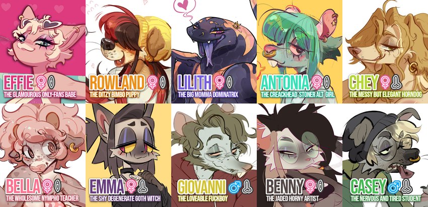 cheyenne, giovanni, antonia, rowland, lilith, and etc created by bypbap