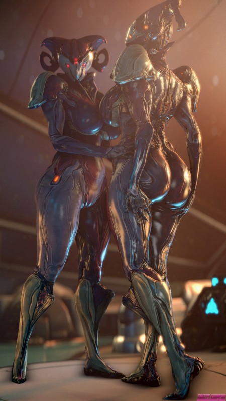 big_breasts big_butt breasts butt butt_grab curvy_figure duo eyeless faceless female female/female glistening glowing hand_on_butt huge_breasts looking_back machine not_furry presenting presenting_hindquarters selfcest side_boob spreading square_crossover thick_thighs creepychimera digital_extremes tencent warframe mirage_(warframe) alien humanoid robot tenno 2017 3d_(artwork) 4k 9:16 absurd_res digital_media_(artwork) hi_res source_filmmaker_(artwork)