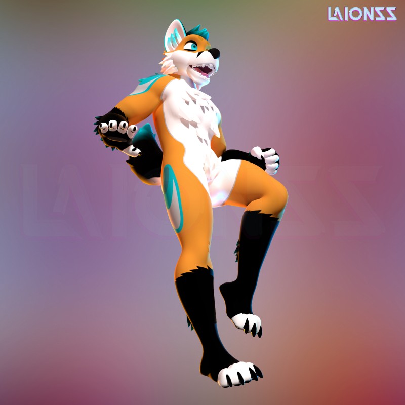 anthro fur simple_background smile solo laionss canid canine fox mammal 1:1 2018 3d_(artwork) digital_media_(artwork) hi_res