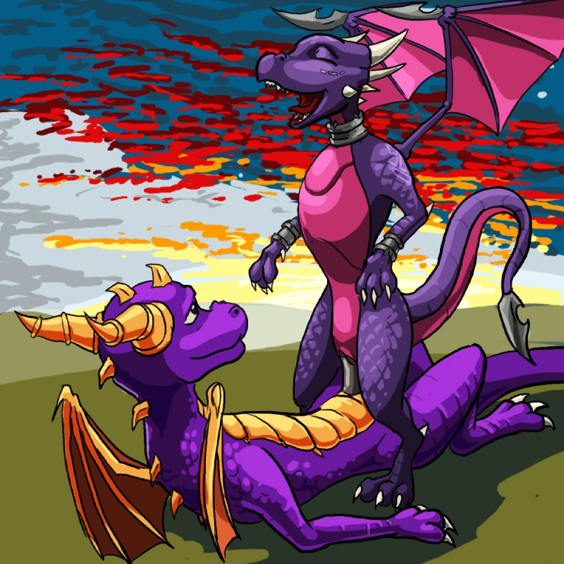 cynder and spyro (european mythology and etc) created by oniontrain