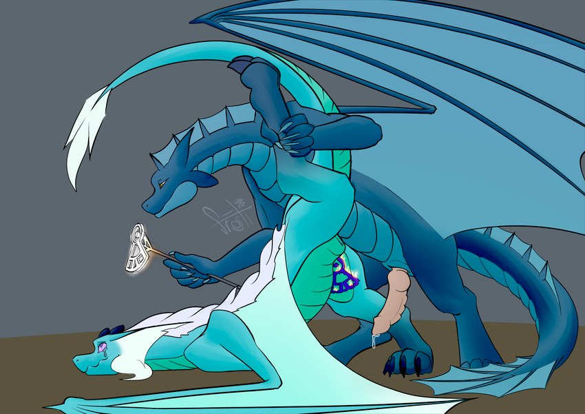 blue_body blue_scales branding dripping_pre female feral genitals male male/female penis pussy scales frostidragon mythology frosti_(frostidragon) iristrasz_(ilirej) dragon mythological_creature mythological_scalie scalie hi_res