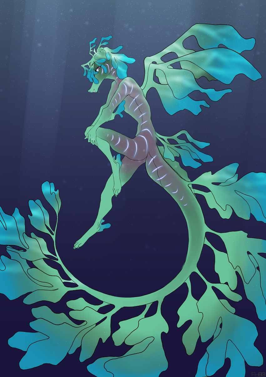 female nude solo underwater underwater_view water foxboy83 charlotte_(the-silent-paw) fish leafy_seadragon marine syngnathid syngnathiform absurd_res digital_media_(artwork) hi_res shaded