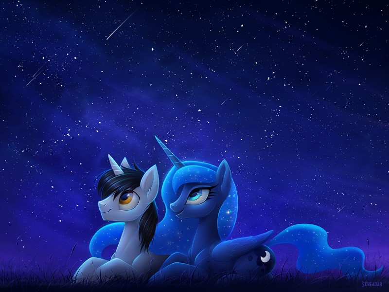 fan character and princess luna (friendship is magic and etc) created by scheadar