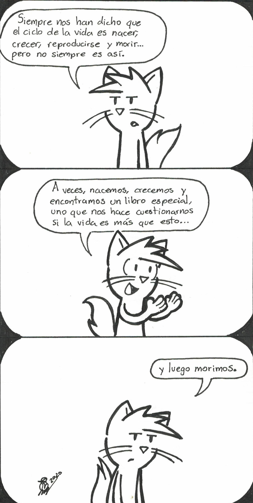 anthro dialogue humor male simple_background smile solo speech_bubble text el_senor_erizo tom_(el_senor_erizo) domestic_cat felid feline felis mammal absurd_res comic hi_res monochrome spanish_text translated