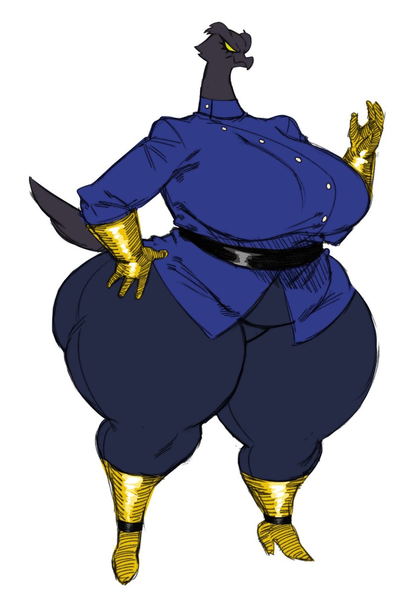 anthro beak big_breasts big_butt blue_bottomwear blue_clothing blue_pants bottomwear breasts butt clothed clothing female fur gloves handwear huge_breasts huge_butt huge_hips huge_thighs hyper legwear non-mammal_breasts pants shirt solo tail thick_thighs tight_clothing tights topwear venus_figure wide_hips yellow_eyes sssonic2 raclette_(sssonic2) anatid anseriform anserinae avian bird hi_res