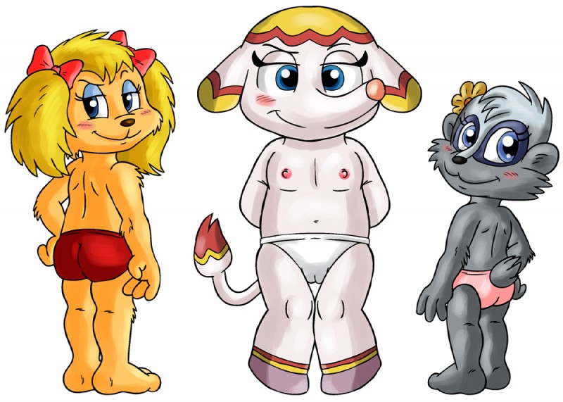 anthro clothed clothing female group panties tail topless trunk underwear young young_anthro hypnofire86 animal_crossing hanna-barbera nintendo once_upon_a_forest the_get_along_gang dotty_dog margie_(animal_crossing) michelle_(ouaf) canid canine canis domestic_dog elephant elephantid mammal proboscidean