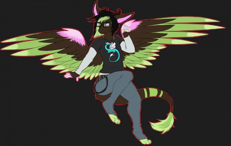 anthro belt biped bottomwear clothed clothing eyebrows eyewear fully_clothed fur glasses hair horn looking_at_viewer male pants shirt simple_background sitting solo tail topwear wings unknown_artist mythology twixxel_minty angel_dragon dragon mythological_creature mythological_scalie scalie source_request