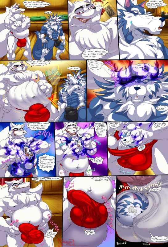 5_fingers abs animal_genitalia animal_penis anthro anthro_on_anthro balls being_held biceps big_bulge black_nose blue_body blue_fur blue_nose body_hair bulge canine_genitalia canine_penis chest_hair clothing detailed_bulge duo erection fingers forced forced_transformation fur genital_outline genitals grin hand_on_belly hand_on_hip humiliation inanimate_transformation inside_clothing inside_underwear looking_down low-angle_view magic male male/male multicolored_body multicolored_fur musclegut muscular muscular_male penis penis_outline pose sheath sheath_vore smile standing text tight_underwear transformation two_tone_body two_tone_fur underwear vore white_body white_fur hungothenomster capcom darkstalkers gingitsune mythology gintaro jon_talbain canid canine fox mammal mythological_canine mythological_creature werecanid werecanine werecreature werewolf 2017 absurd_res english_text hi_res