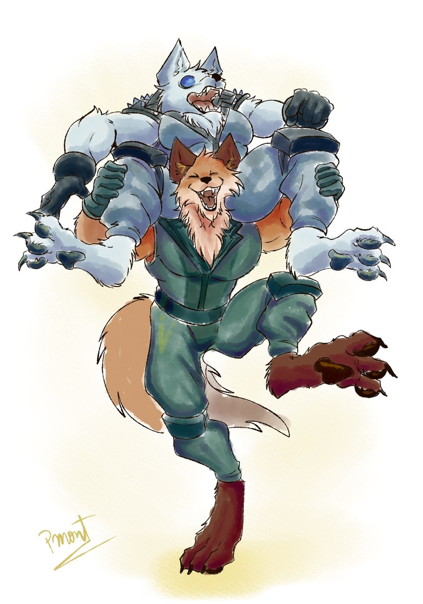 anthro barazoku belt claws clothed clothing duo fanfiction fangs feet fur gloves handwear happy hindpaw male muscular muscular_anthro muscular_male open_mouth orange_body orange_fur paws smile spikes teeth toe_claws white_body white_fur pinumontbalou epic_games fortnite fennix_(fortnite) volpez_(fortnite) arctic_fox canid canine canis fox mammal red_fox true_fox absurd_res hi_res story story_at_source story_in_description brother_(lore) brothers_(lore) sibling_(lore)