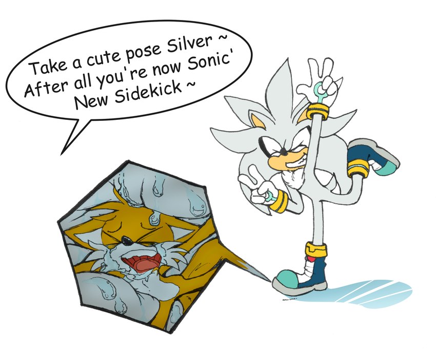 anthro bodily_fluids clothing dialogue duo feet foot_fetish foot_focus foot_play forced inside_clothing inside_shoe insole male male/male speech_bubble sweat sweaty_feet tears text trapped_in_clothing trapped_in_shoe underfoot pocketsized-tails sega sonic_the_hedgehog_(series) miles_prower silver_the_hedgehog canid canine eulipotyphlan fox hedgehog mammal english_text