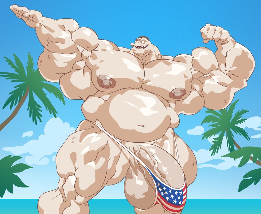 american_flag_bikini anthro balls barely_contained big_balls bikini clothing flag_bikini genitals male musclegut muscular muscular_anthro muscular_male nipples palm_tree pecs penis plant pose sky solo swimwear tree two-piece_swimsuit vein veiny_penis remert inside_job glenn_dolphman cetacean dolphin mammal marine toothed_whale 2024 hi_res