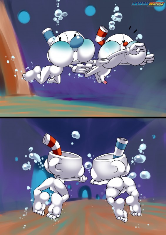 anus balls big_butt bubble butt duo erection for_a_head genitals holding_breath humanoid_genitalia humanoid_penis male not_furry nude penis puffed_cheeks swimming underwater water ichduhernz cuphead_(game) cuphead_(character) mugman object_head 2019 absurd_res digital_media_(artwork) hi_res brother_(lore) brothers_(lore) sibling_(lore)