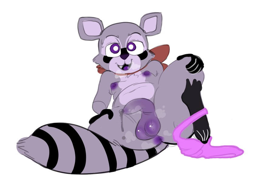 :3 anthro anus arm_support ascot balls bedroom_eyes belly bodily_fluids breath butt chest_tuft clothed clothing clothing_around_one_leg cute_fangs darkened_genitalia dripping facial_markings fangs foreskin fur genital_fluids genitals glistening glistening_balls glistening_genitalia half-erect hand_on_knee hand_on_leg hand_on_thigh head_markings highlights_(coloring) humanoid_genitalia humanoid_penis leaking_precum leaning leaning_backward leaning_on_elbow looking_at_viewer lying male markings moobs multicolored_body multicolored_ears multicolored_fur musk musk_clouds musky_balls musky_penis narrowed_eyes navel nipples nude on_back panties panties_around_one_leg panties_down partially_clothed penis pink_clothing pink_underwear precum precum_drip presenting purple_body purple_fur purple_nipples seductive simple_background smile solo spread_legs spreading striped_markings striped_tail stripes sweat tail tail_markings teeth tuft two_tone_ears underwear underwear_around_one_leg underwear_down undressing undressing_self white_background kackysocks indigo_park rambley_raccoon mammal procyonid raccoon absurd_res colored_sketch hi_res sketch