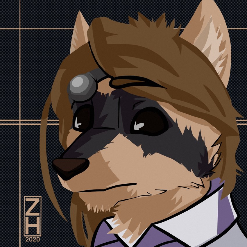 ambiguous_gender anthro brown_hair eyebrows facial_markings fluffy fur hair head_markings inner_ear_fluff markings mask_(marking) pointy_ears prick_ears snout solo tan_body tan_fur tuft zhearun drawfee_(copyright) julia_fursona mammal procyonid raccoon 1:1 hi_res