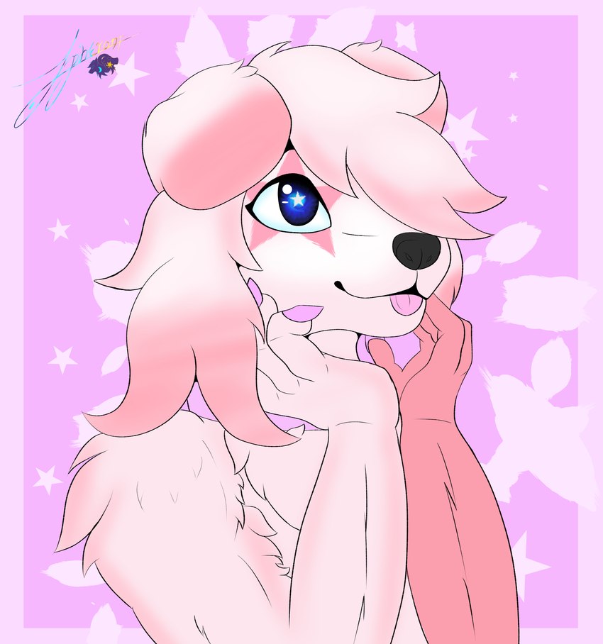 anthro femboy fur male pink_body pink_fur smile solo star star_eye tongue tongue_out apheront canid canine canis domestic_dog mammal absurd_res hi_res icon