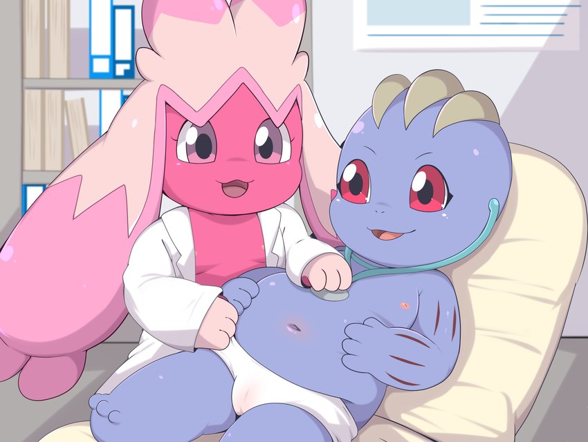 clothed clothing coat duo female inside lying nipples on_back panties pregnant smile topless topwear underage_pregnancy underwear young anonymous_artist nintendo pokemon generation_1_pokemon generation_9_pokemon machoke pokemon_(species) tinkaton absurd_res hi_res