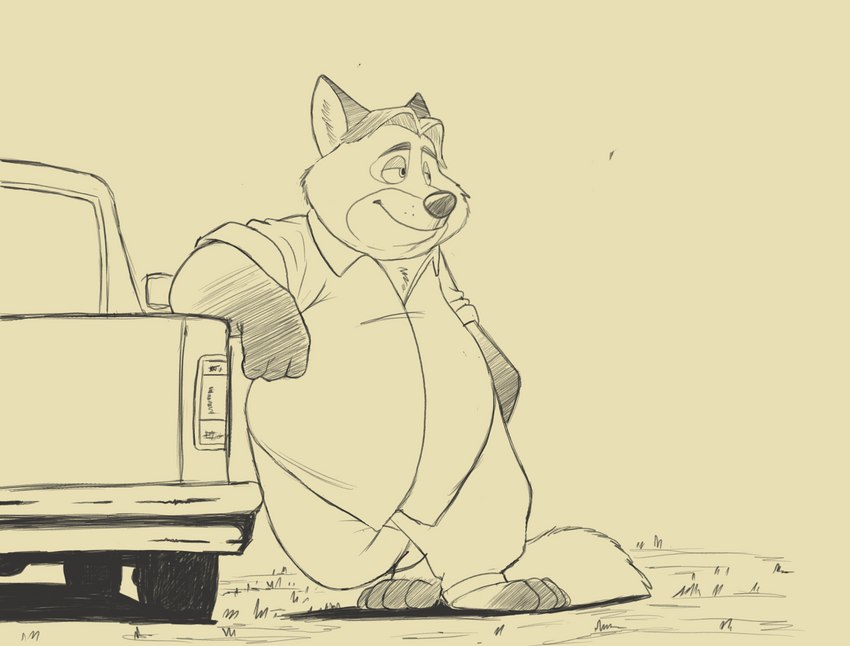 anthro belly bottomwear car clothing humanoid_hands male outside overweight overweight_male pants shirt solo topwear vehicle dj-rodney disney zootopia gideon_grey canid canine fox mammal red_fox true_fox 2017 hi_res unavailable_at_source