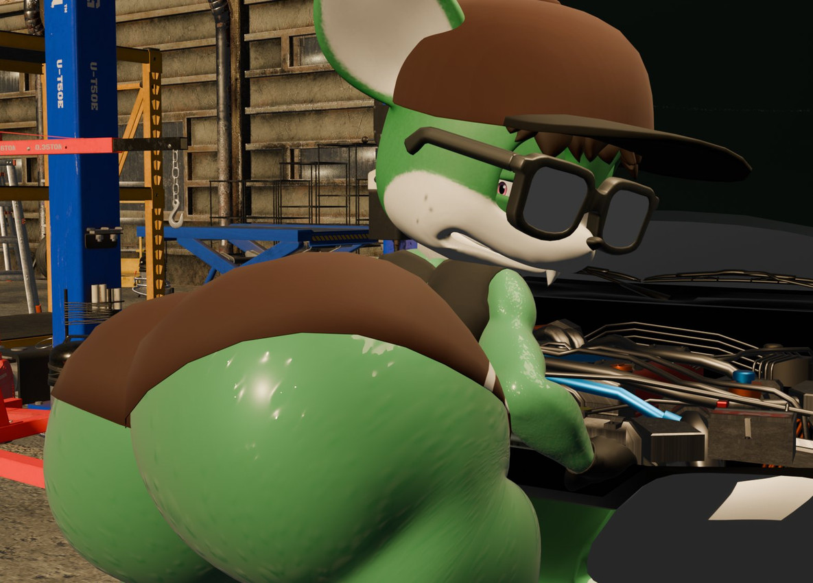 anthro athletic_wear baseball_cap big_butt bodily_fluids bottomwear butt car clenched_teeth clothing eyewear femboy freckles gloves gym_bottomwear gym_shorts handwear hat headgear headwear huge_butt looking_back male overbite_fang repair_shop repairing_car shirt shorts solo sunglasses sweat sweaty_body sweaty_butt tank_top teeth thick_thighs topwear vehicle kirby_animatez sega sonic_the_hedgehog_(series) fan_character vincent_(onyxsplash) canid canine canis chihuahua domestic_dog gaia mammal toy_dog 3d_(artwork) digital_media_(artwork)