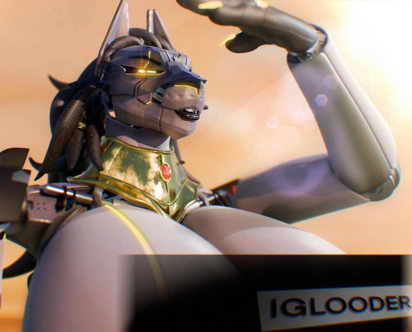 anthro big_breasts breasts clothed clothing egyptian female solo sunny topless topless_female xsl2i khayani_(egyptianexo) felid feline mammal robot_anthro 3d_(artwork) blender_(artwork) censored digital_media_(artwork) hi_res