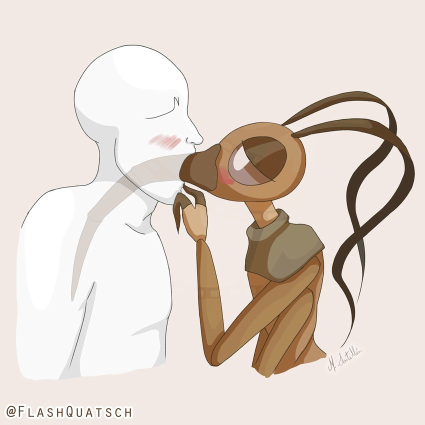 antennae_(anatomy) anthro deep_throat duo faceless_character faceless_male female interspecies male male/female oral oral_penetration penetration proboscis_(anatomy) proboscis_kiss simple_background flashquatsch natalia_(flashquatsch) arthropod damsel_bug human humanoid insect mammal true_bug 1:1