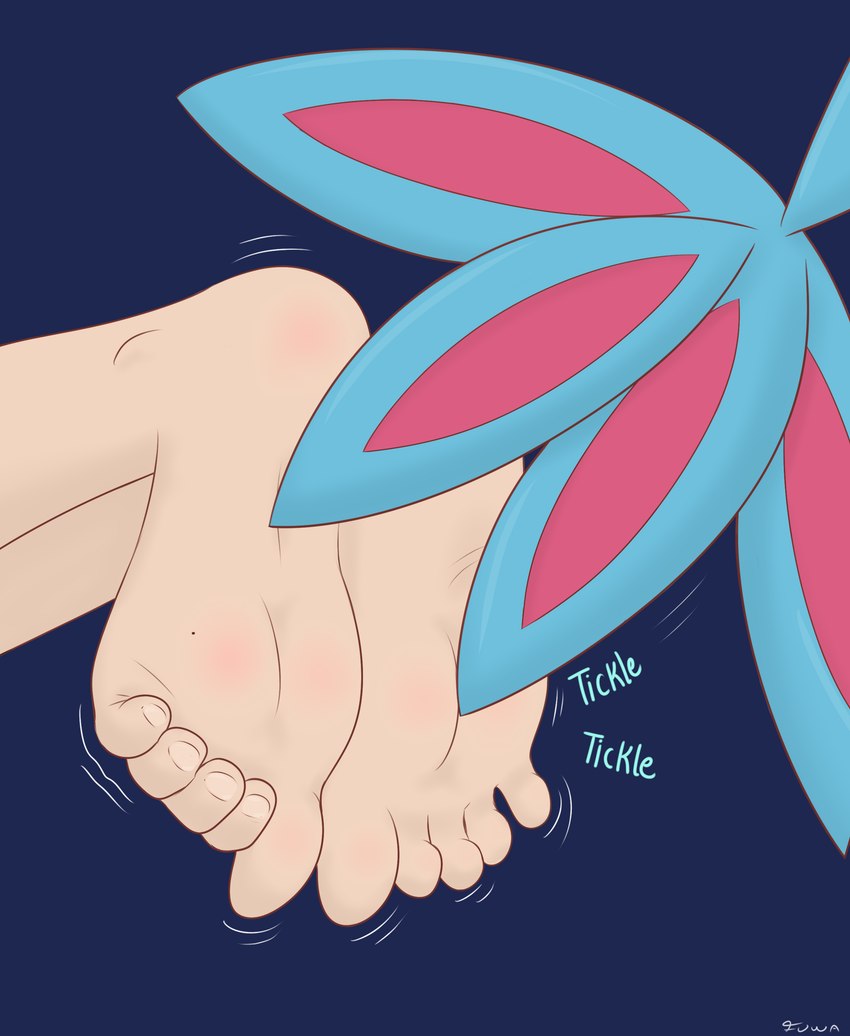 5_toes ambiguous_gender duo feet female feral foot_fetish foot_focus humanoid_feet motion_lines nails plantigrade simple_background tail tickling toes mr_fuwa nintendo pokemon carmine_(pokemon) generation_3_pokemon human mammal milotic pokemon_(species) absurd_res hi_res