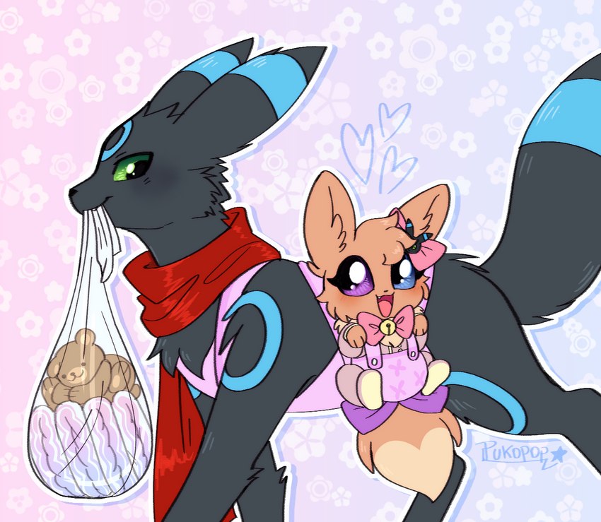 bag black_body bow_(feature) brown_body clean_diaper clothing diaper duo female feral folded_diaper fur green_eyes happy heart_symbol heterochromia male onesie plushie ribbons scarf smile tail toddler young young_feral pukopop nintendo pokemon gracie_(sweetcupcake) kurai_(kuraibre) canid eevee eeveelution generation_1_pokemon generation_2_pokemon mammal pokemon_(species) shiny_pokemon umbreon daughter_(lore) father_(lore) father_and_child_(lore) father_and_daughter_(lore) parent_(lore) parent_and_child_(lore) parent_and_daughter_(lore)