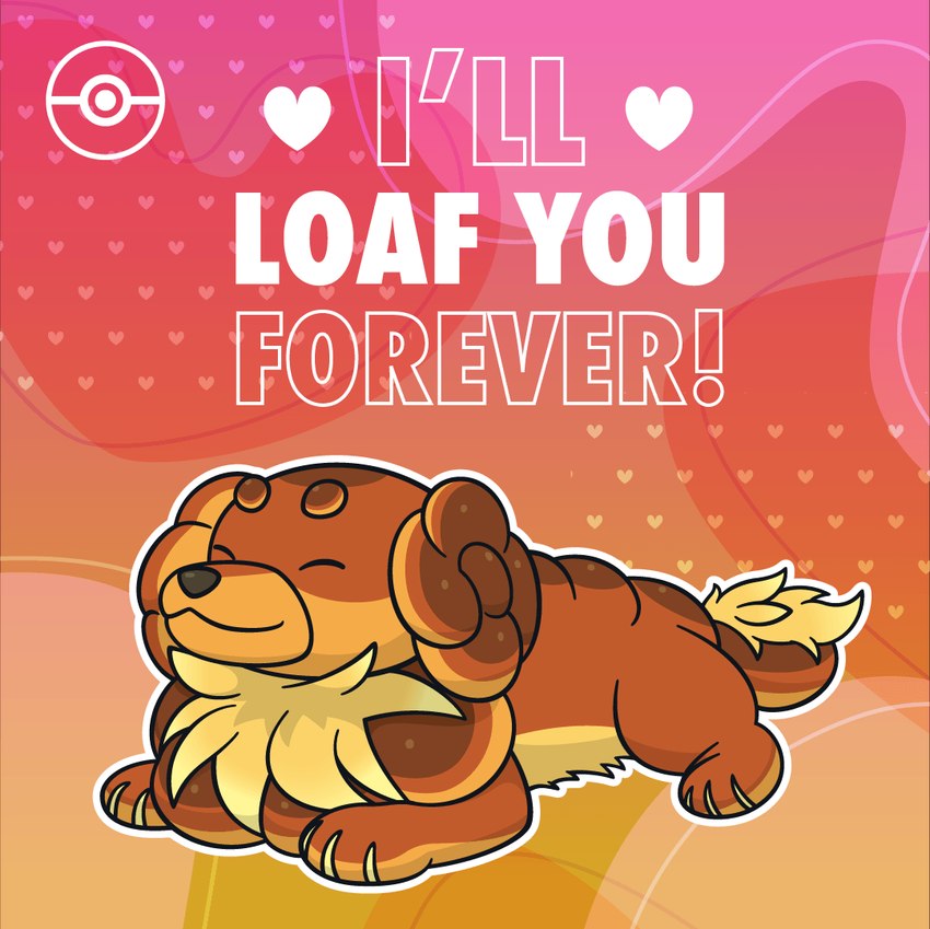 ambiguous_gender brown_body detailed_background feral food front_view fur gradient_background heart_after_text heart_before_text heart_pattern heart_symbol holidays humor lying on_front orange_background orange_heart outline pokeball_symbol pun quadruped red_background red_heart simple_background solo text three-quarter_view valentine's_day_card white_heart white_outline white_text yellow_body yellow_fur unknown_artist nintendo pokemon valentine's_day canid canine dachsbun food_creature generation_9_pokemon mammal pokemon_(species) 2023 colored digital_drawing_(artwork) digital_media_(artwork) english_text full-length_portrait official_art portrait