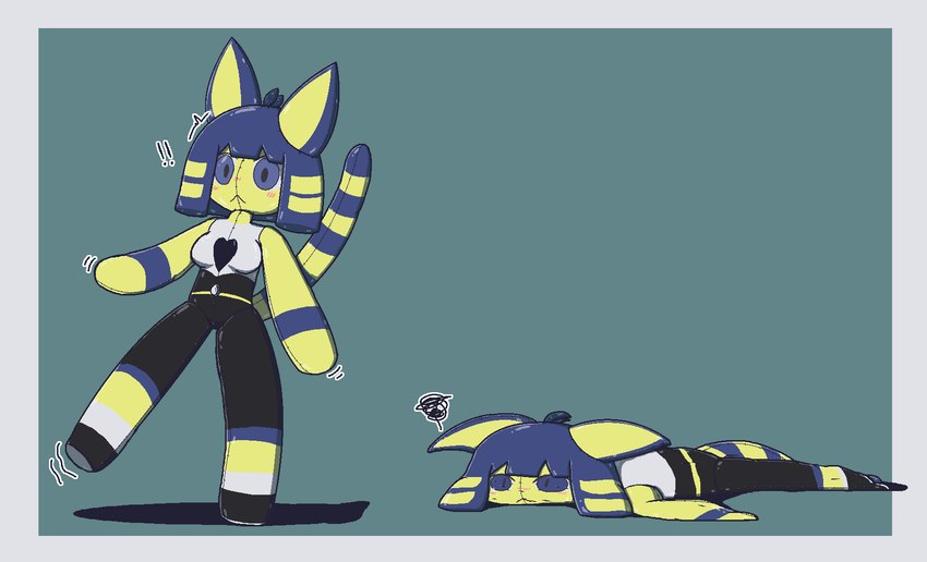 ?! anthro blue_border blue_eyes blue_hair border deflation female frustration_cloud hair inanimate_transformation inflatable motion_lines simple_background solo transformation transformation_sequence yellow_body oagoner animal_crossing nintendo ankha_(animal_crossing) alternate_version_at_source hi_res