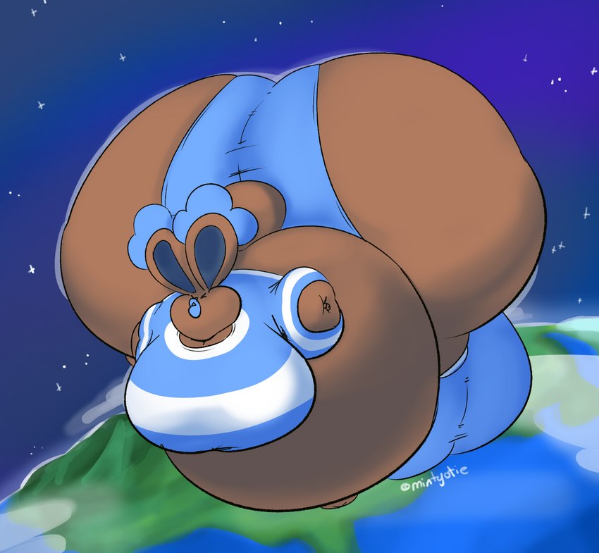 anthro belly belly_expansion belly_inflation big_belly big_bulge big_butt big_tail blue_body blue_clothing blue_crop_top blue_fur blue_inner_ear blue_legwear blue_lips blue_panties blue_shirt blue_stockings blue_topwear blue_underwear body_inflation brown_body brown_ears brown_tail bulge bulge_expansion butt butt_expansion clothing crop_top detailed_bulge earth expansion eyes_closed femboy floating fur genital_expansion huge_belly huge_bulge huge_butt huge_lips huge_tail hyper hyper_belly hyper_bulge hyper_butt hyper_inflation hyper_moobs immobile inflation inflation_fetish legwear lips male moob_expansion navel outie_navel panties pattern_clothing pattern_legwear pattern_stockings planet scut_tail shirt short_tail solo space star stockings striped_clothing striped_crop_top striped_legwear striped_stockings stripes tail tight_clothing topwear underwear white_clothing white_crop_top white_legwear white_stockings white_topwear mintyotie nintendo pokemon ethan_(reathe) generation_4_pokemon lopunny pokemon_(species) 2023 colored digital_media_(artwork) hi_res shaded signature