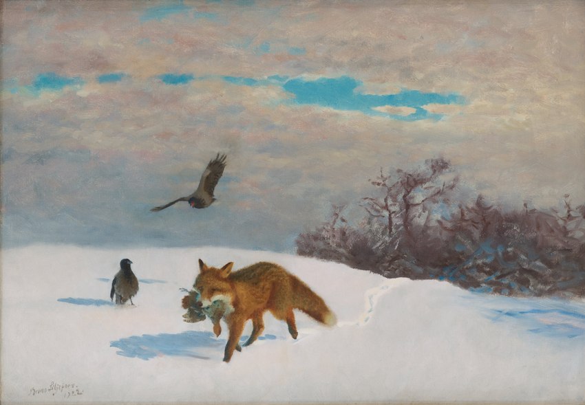 ambiguous_gender brown_body brown_fur cloud day detailed_background feathered_wings feathers feral flying fur group mouth_hold nude outside predator/prey quadruped sky snow walking wings winter bruno_liljefors public_domain avian bird canid canine fox mammal red_fox true_fox 1922 20th_century absurd_res ancient_art hi_res oil_painting_(artwork) painting_(artwork) signature traditional_media_(artwork)