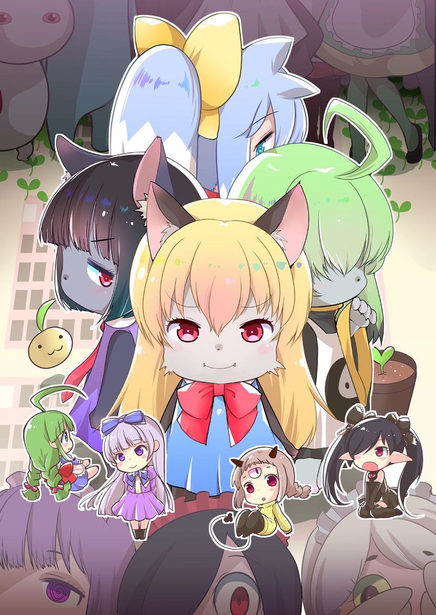 3_eyes ahoge ambiguous_gender anthro chibi female food hair horn humanoid_pointy_ears multi_eye plant plant_pot pointy_ears potted_plant ribbons sprout_(plant) vegetable young young_anthro young_female young_humanoid unknown_artist asian_mythology chinese_mythology east_asian_mythology european_mythology futaba_channel greek_mythology japanese_mythology mythology nijiura_maids os-tan 3.1-tan akuma_gaoru beako imoge inu-t inu_(futaba_channel) konton-san kuro_gaoru me-tan mitsume-chan nerimono ozoi-san yabai-san yakui-san animal_humanoid avian avian_humanoid bird bird_humanoid canid canine canis domestic_dog elemental_creature flora_fauna food_creature goo_creature harpy human humanoid hundun living_vegetable mammal monster mythological_avian mythological_creature owl owl_humanoid yokai 2018 hi_res official_art