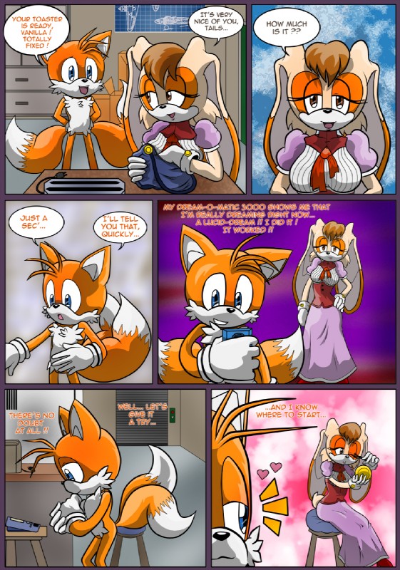 age_difference anthro duo female larger_female male mature_anthro mature_female older_female size_difference smaller_male text young young_anthro younger_male raianonzika sega sonic_the_hedgehog_(series) miles_prower vanilla_the_rabbit canid canine fox lagomorph leporid mammal rabbit comic english_text hi_res