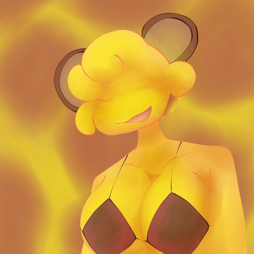 big_breasts bikini bikini_top breasts brown_bikini_top brown_clothing brown_swimwear clothed clothing eyeless female food hair navel open_mouth smile solo swimwear three-quarter_view two-piece_swimsuit yellow_body dunnythebunny meli_(probablydemo) animal_humanoid bear food_creature goo_creature honey_creature humanoid mammal mammal_humanoid ursid_humanoid 1:1 digital_media_(artwork) half-length_portrait hi_res portrait